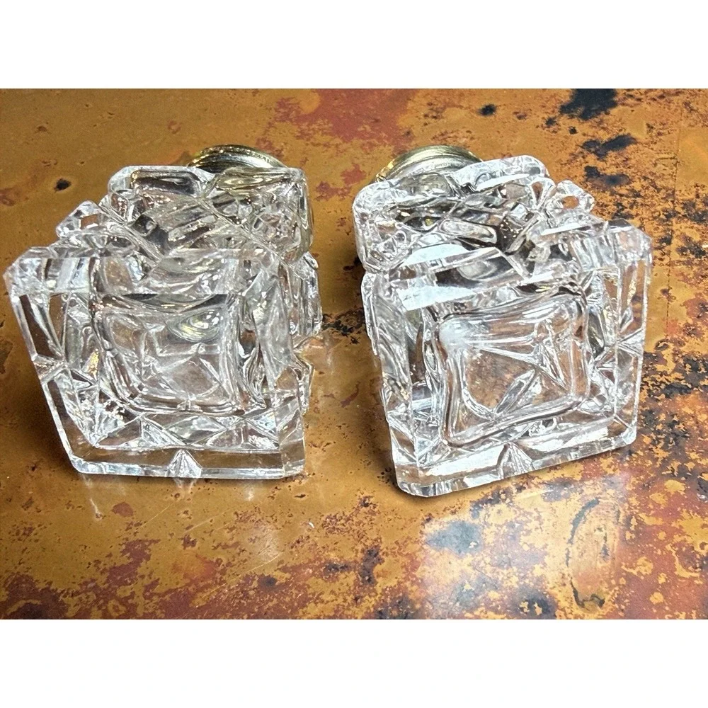 Vintage David Anderson Cut Glass Guilloche Salt and Pepper Shaker Set with Tray